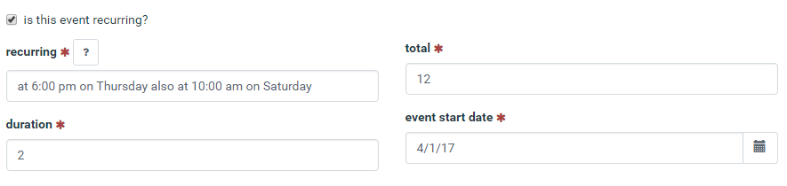 Recurring Event Options